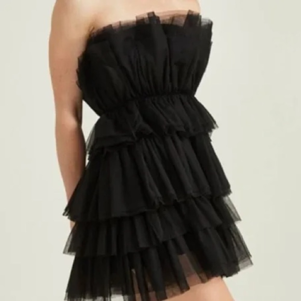 Altar'd State Black Ruffled Babydoll Dress